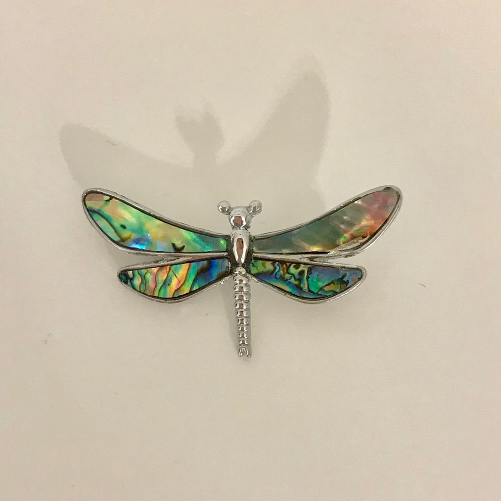 Vintage Silver and Abalone Butterfly Brooch